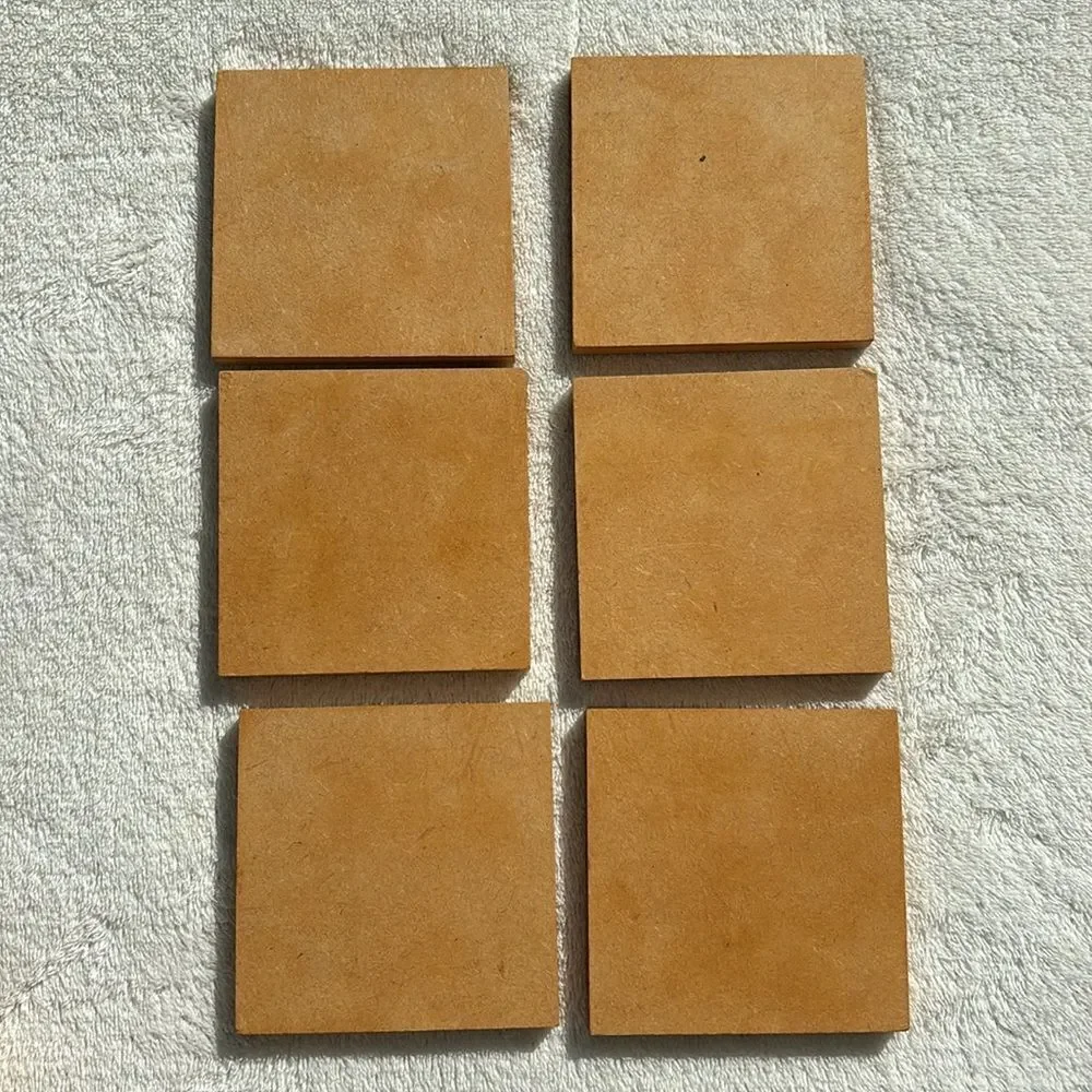 Gemstone Wood Coasters Painted Square Tea India Drink Handmade‎ Wooden Set = 6